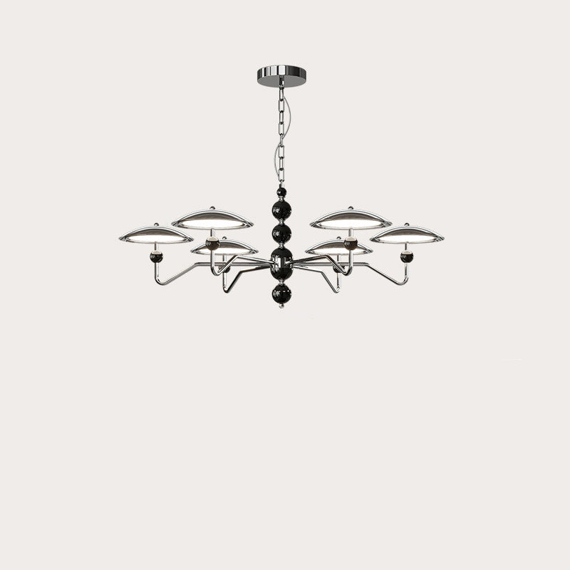 Contemporary Retro Iron Aluminum Acrylic Star Trail Flying Saucer LED Chandeliers For Living Room