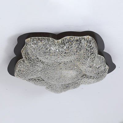 Contemporary Retro Iron Resin Flower Glacial Pattern LED Flush Mount Ceiling Light For Bedroom