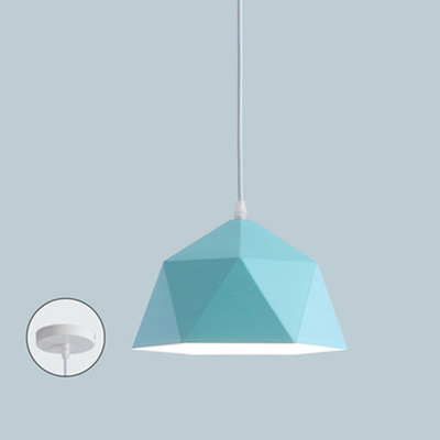 Contemporary Scandinavian Iron Geometric Polygon Rhombus 1-Light Pendant Light For Dining Room