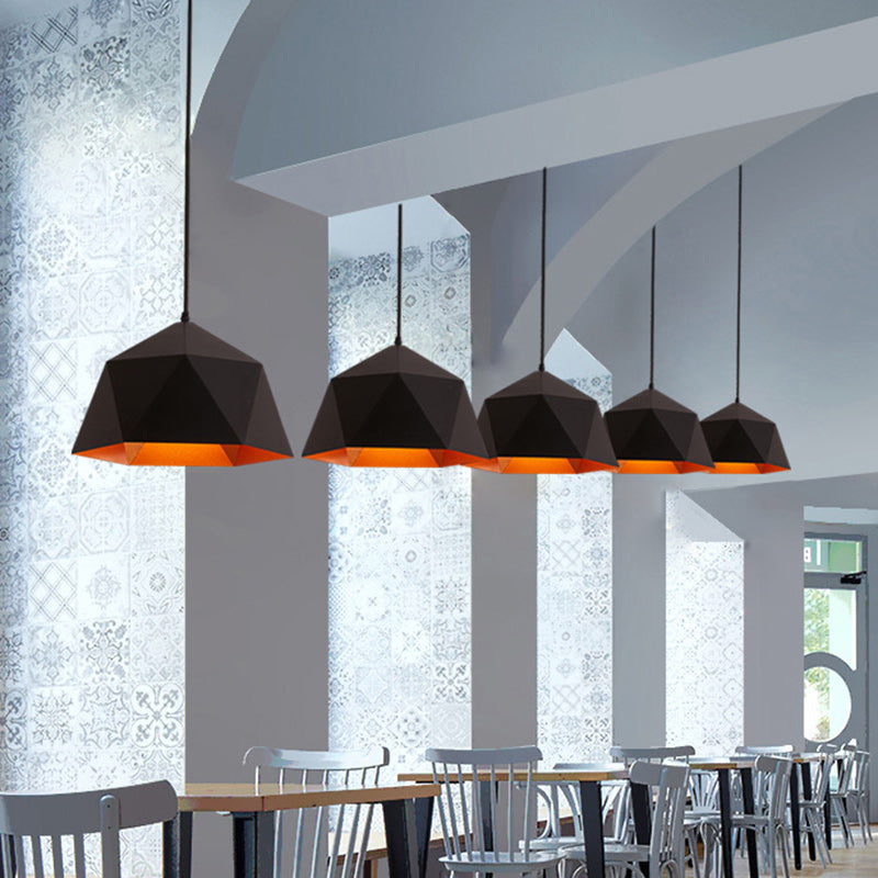 Contemporary Scandinavian Iron Geometric Polygon Rhombus 1-Light Pendant Light For Dining Room