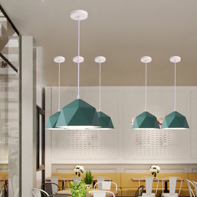 Contemporary Scandinavian Iron Geometric Polygon Rhombus 1-Light Pendant Light For Dining Room