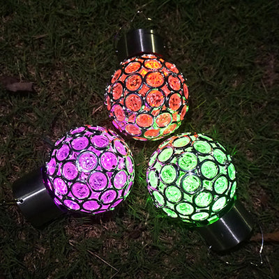 Contemporary Creative Solar Waterproof Hollowed Ball ABS Plastic Hanging LED Outdoor Light Landscape Lighting For Garden