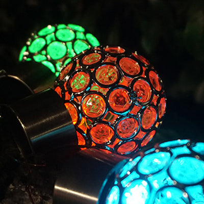 Contemporary Creative Solar Waterproof Hollowed Ball ABS Plastic Hanging LED Outdoor Light Landscape Lighting For Garden