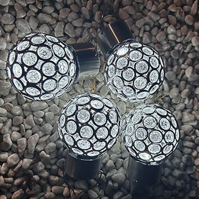 Contemporary Creative Solar Waterproof Hollowed Ball ABS Plastic Hanging LED Outdoor Light Landscape Lighting For Garden