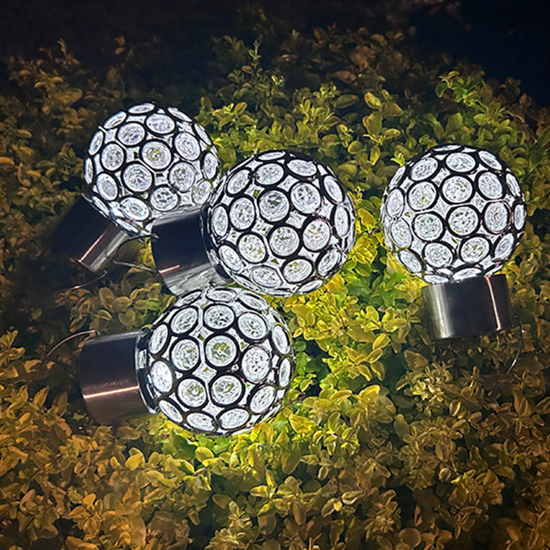 Contemporary Creative Solar Waterproof Hollowed Ball ABS Plastic Hanging LED Outdoor Light Landscape Lighting For Garden