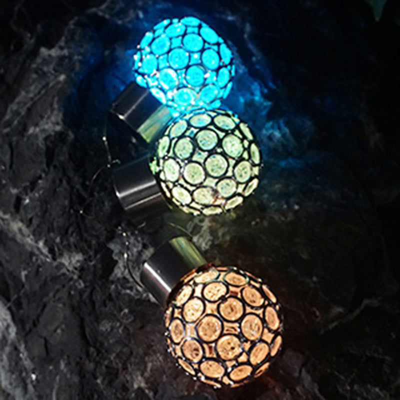 Contemporary Creative Solar Waterproof Hollowed Ball ABS Plastic Hanging LED Outdoor Light Landscape Lighting For Garden