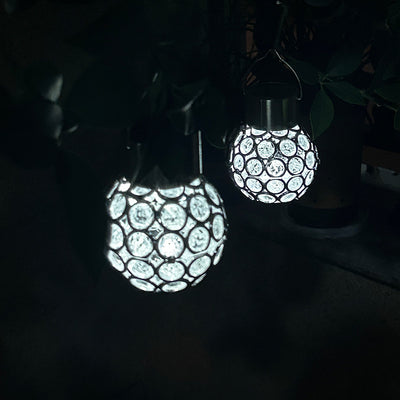 Contemporary Creative Solar Waterproof Hollowed Ball ABS Plastic Hanging LED Outdoor Light Landscape Lighting For Garden