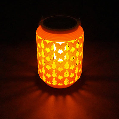 Traditional Chinese Solar Waterproof ABS Hemp Rope Cylinder Hollowed Lantern LED Outdoor Light Landscape Lighting For Garden