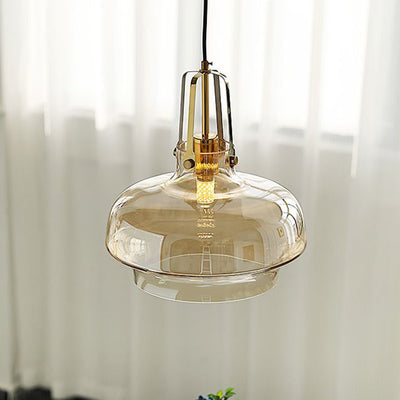 Modern Transitional Hardware Glass Round 1-Light Pendant Light For Dining Room