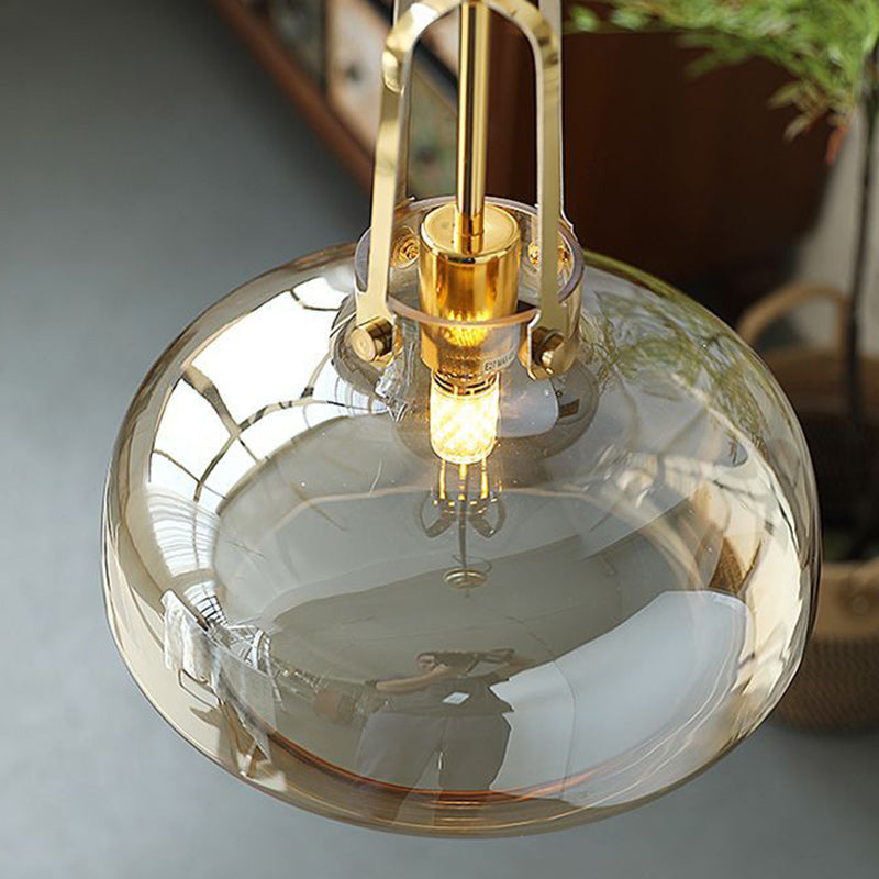 Modern Transitional Hardware Glass Round 1-Light Pendant Light For Dining Room