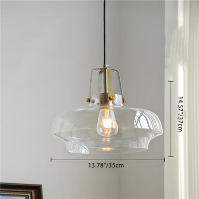 Modern Transitional Hardware Glass Round 1-Light Pendant Light For Dining Room