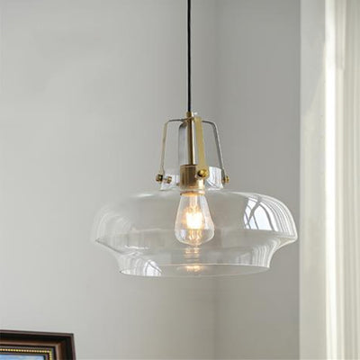 Modern Transitional Hardware Glass Round 1-Light Pendant Light For Dining Room