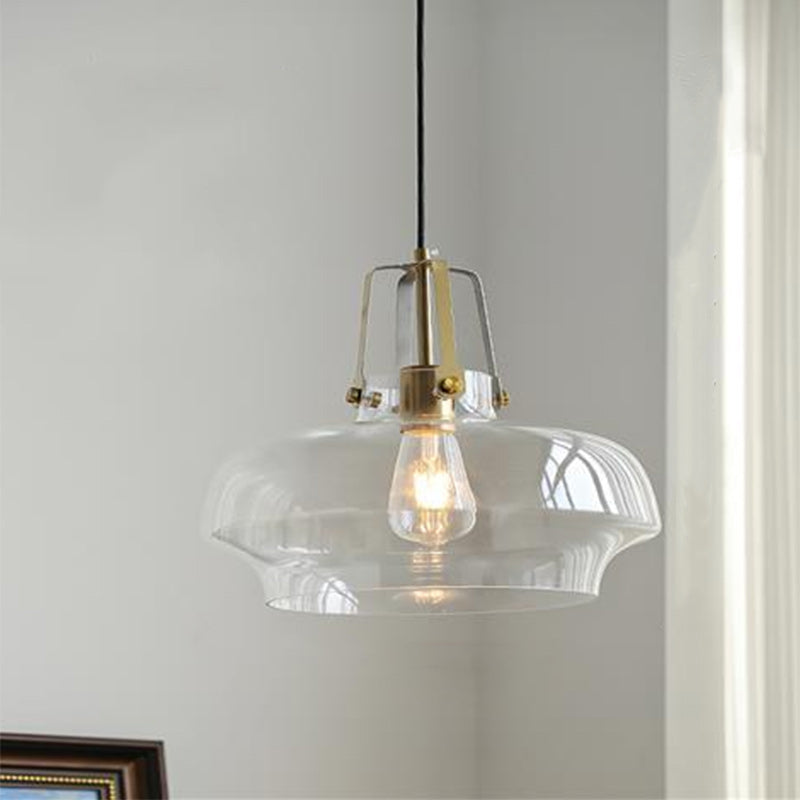 Modern Transitional Hardware Glass Round 1-Light Pendant Light For Dining Room