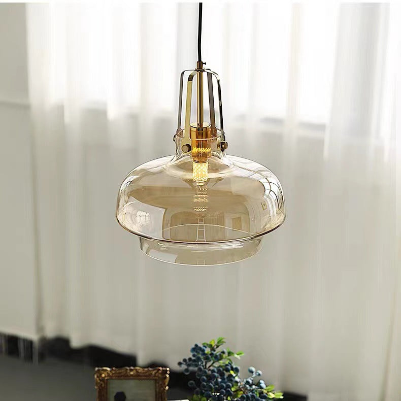 Modern Transitional Hardware Glass Round 1-Light Pendant Light For Dining Room