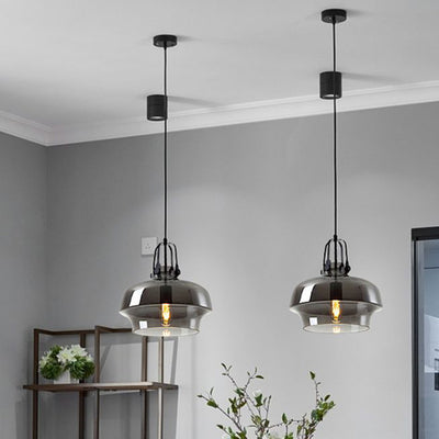 Modern Transitional Hardware Glass Round 1-Light Pendant Light For Dining Room