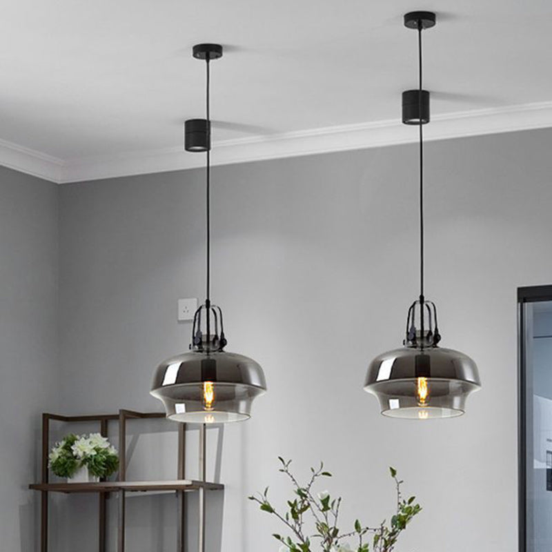 Modern Transitional Hardware Glass Round 1-Light Pendant Light For Dining Room