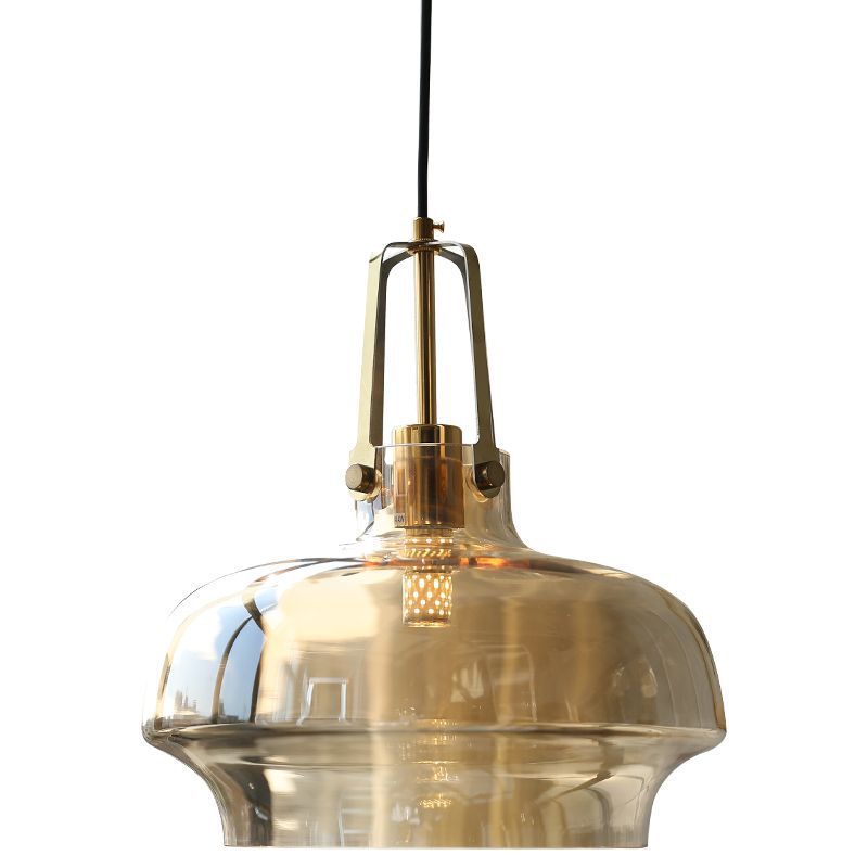 Modern Transitional Hardware Glass Round 1-Light Pendant Light For Dining Room