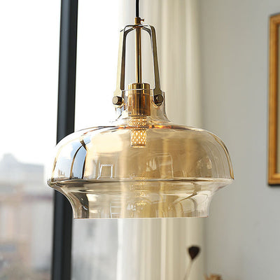 Modern Transitional Hardware Glass Round 1-Light Pendant Light For Dining Room