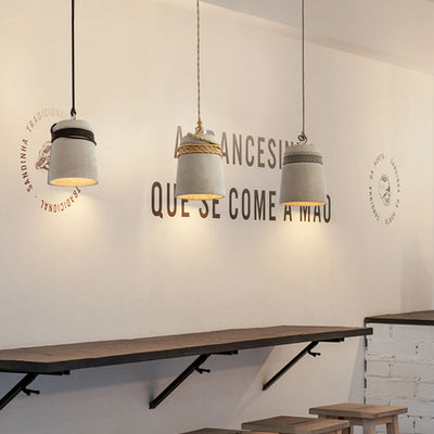 Contemporary Industrial Twine Cement Iron Twisted Cylinder 1-Light Pendant Light For Dining Room