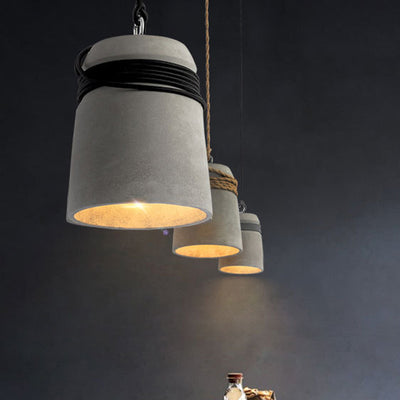 Contemporary Industrial Twine Cement Iron Twisted Cylinder 1-Light Pendant Light For Dining Room