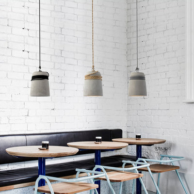 Contemporary Industrial Twine Cement Iron Twisted Cylinder 1-Light Pendant Light For Dining Room