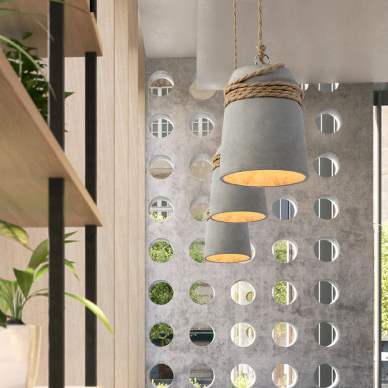 Contemporary Industrial Twine Cement Iron Twisted Cylinder 1-Light Pendant Light For Dining Room