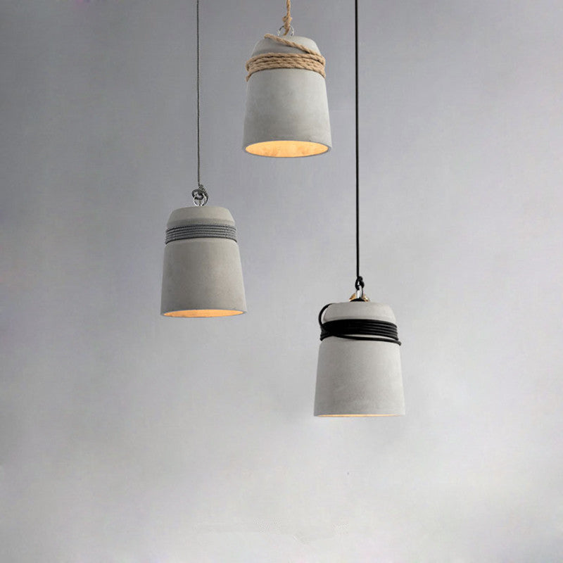 Contemporary Industrial Twine Cement Iron Twisted Cylinder 1-Light Pendant Light For Dining Room