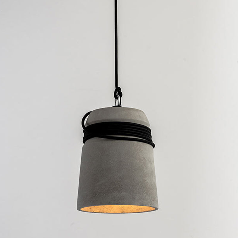 Contemporary Industrial Twine Cement Iron Twisted Cylinder 1-Light Pendant Light For Dining Room