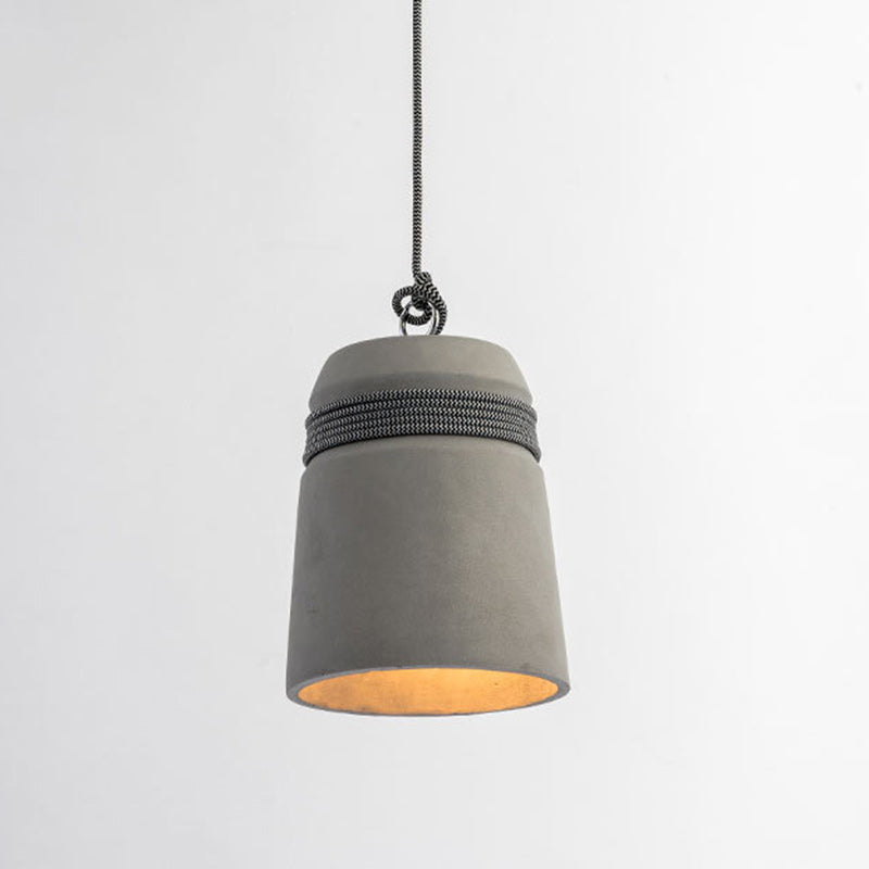 Contemporary Industrial Twine Cement Iron Twisted Cylinder 1-Light Pendant Light For Dining Room