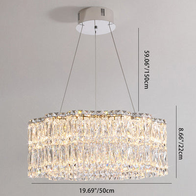 Modern Luxury Stainless Steel Crystal Round Flower LED Chandeliers For Living Room