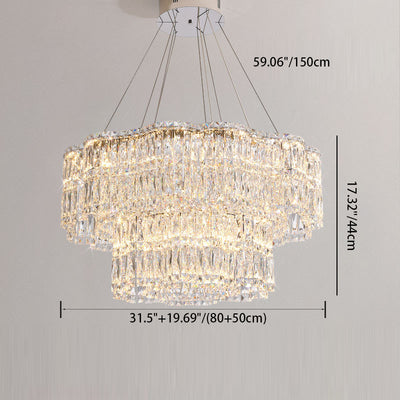 Modern Luxury Stainless Steel Crystal Round Flower LED Chandeliers For Living Room