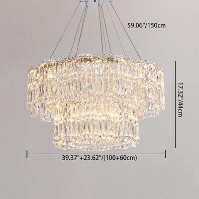 Modern Luxury Stainless Steel Crystal Round Flower LED Chandeliers For Living Room