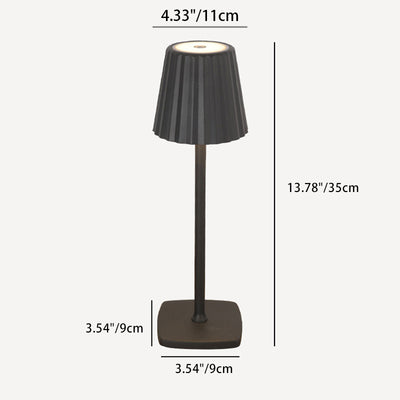 Contemporary Scandinavian Rechargeable Iron Acrylic Pleated Cylinder LED Table Lamp Night Light For Bedroom