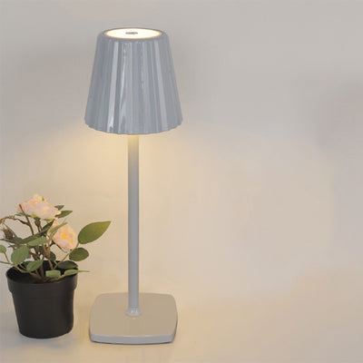 Contemporary Scandinavian Rechargeable Iron Acrylic Pleated Cylinder LED Table Lamp Night Light For Bedroom