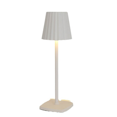 Contemporary Scandinavian Rechargeable Iron Acrylic Pleated Cylinder LED Table Lamp Night Light For Bedroom