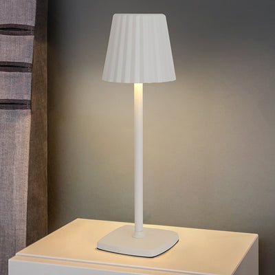 Contemporary Scandinavian Rechargeable Iron Acrylic Pleated Cylinder LED Table Lamp Night Light For Bedroom