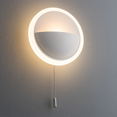 Modern Simplicity Iron Aluminum Acrylic Round Pull-Wire LED Wall Sconce Lamp For Bedside