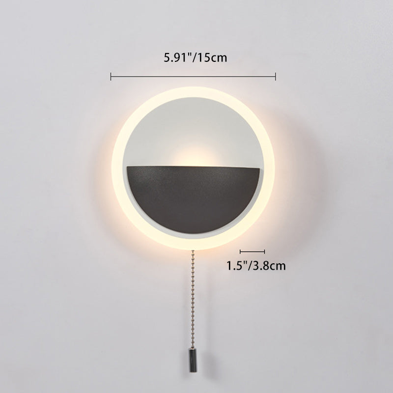 Modern Simplicity Iron Aluminum Acrylic Round Pull-Wire LED Wall Sconce Lamp For Bedside