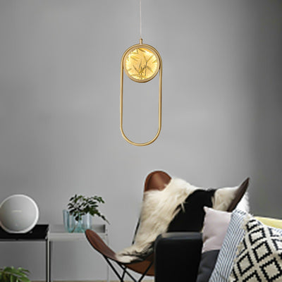 Traditional Chinese Round Square Elliptical Bamboo Leaf Copper Enameled Glass LED Pendant Light For Bedside