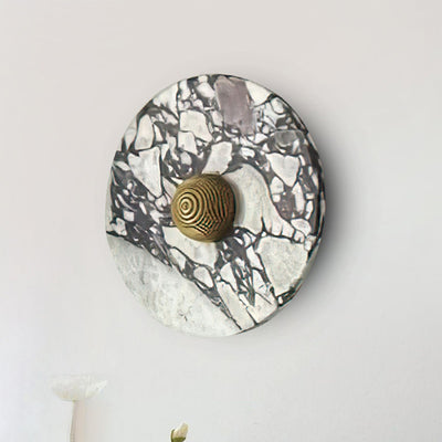 Traditional French Marble Aluminum Disc LED Wall Sconce Lamp For Bedside