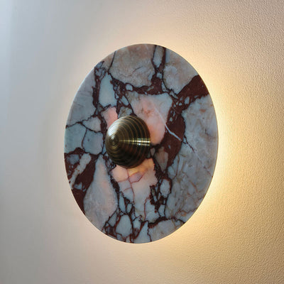 Traditional French Marble Aluminum Disc LED Wall Sconce Lamp For Bedside