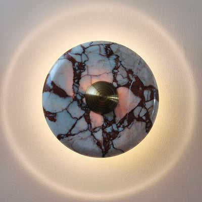 Traditional French Marble Aluminum Disc LED Wall Sconce Lamp For Bedside