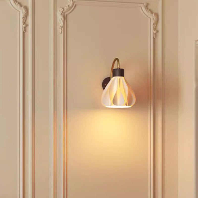 Traditional French Petal Skirt Iron Wood PLA 1-Light Wall Sconce Lamp For Bedside