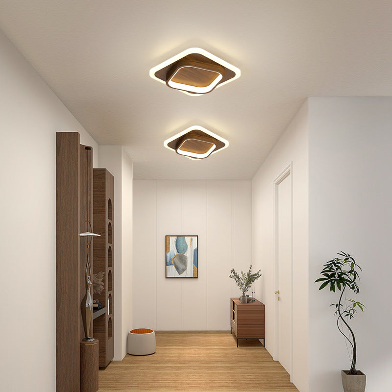 Contemporary Scandinavian Iron Acrylic Round Square LED Flush Mount Ceiling Light For Hallway