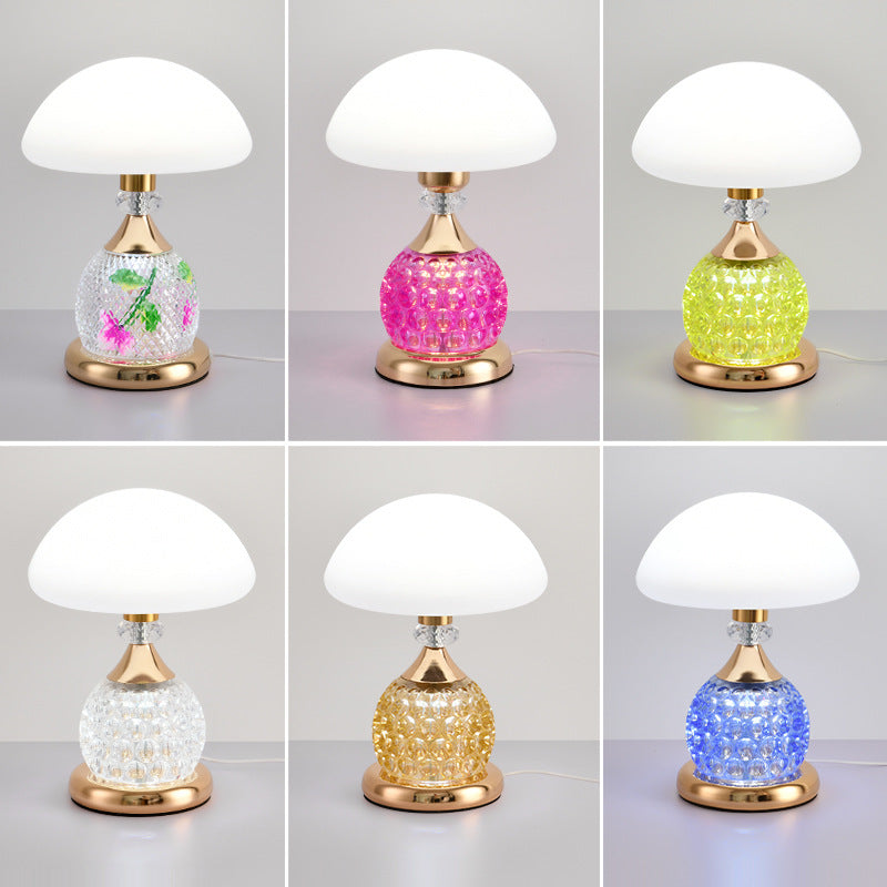 Contemporary Luxury USB Iron PC Dome Mushroom LED Table Lamp For Bedside