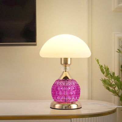 Contemporary Luxury USB Iron PC Dome Mushroom LED Table Lamp For Bedside