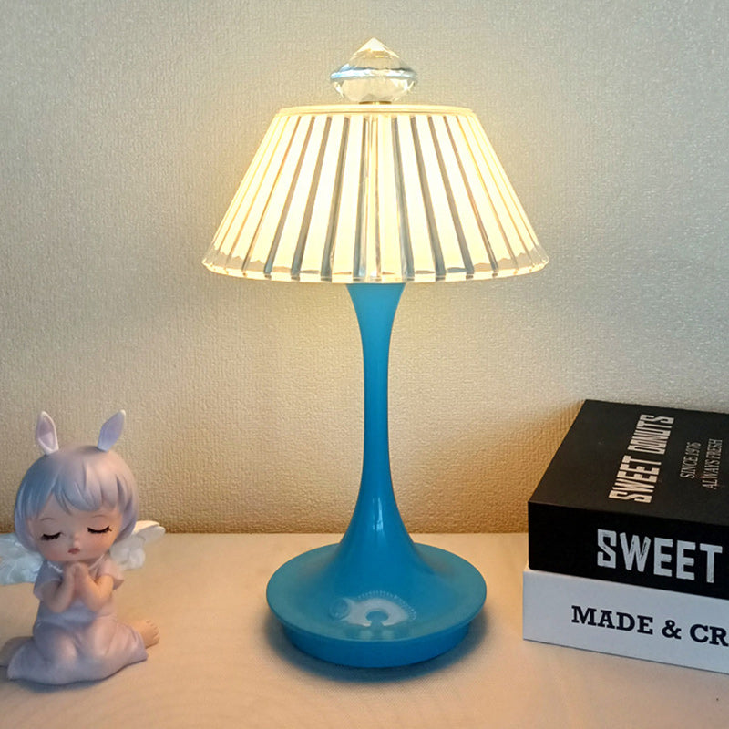 Contemporary Scandinavian Rechargeable Conic Petal ABS Acrylic LED Table Lamp For Bedside