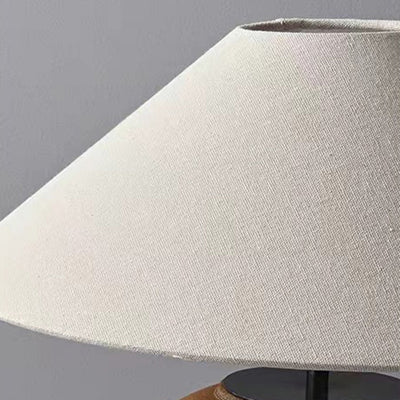 Traditional Japanese Fabric Ceramic Pot Conic 1-Light Table Lamp For Bedside