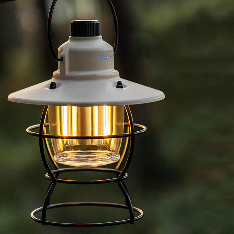 Contemporary Retro Rechargeable Waterproof Lantern Iron ABS PC LED Outdoor Light For Garden