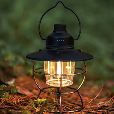 Contemporary Retro Rechargeable Waterproof Lantern Iron ABS PC LED Outdoor Light For Garden